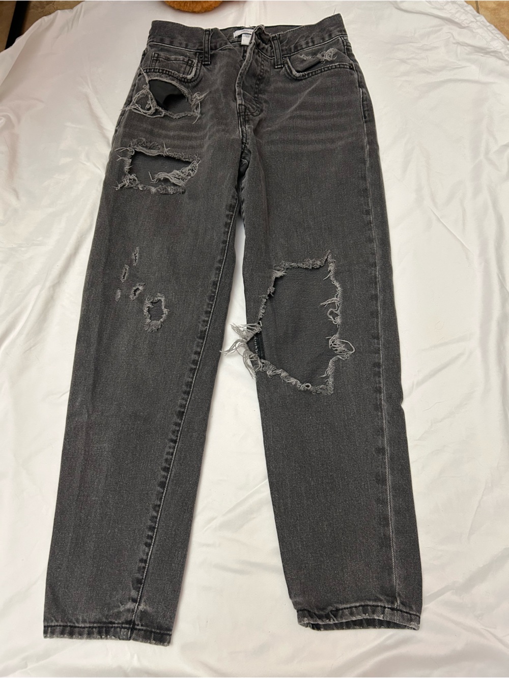 Forever 21 Charcoal Distressed Skinny Jeans